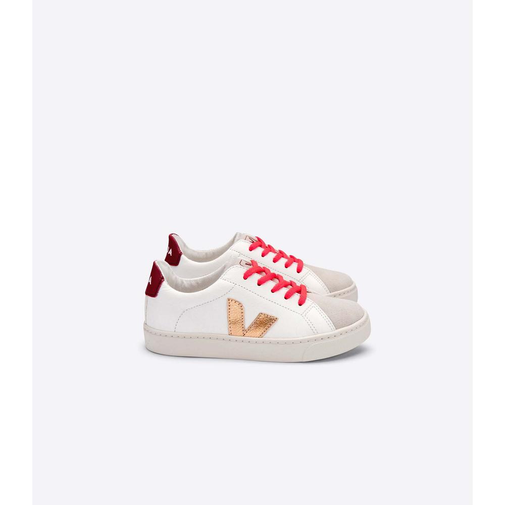 Veja ESPLAR LEATHER Sneakers Kinderen Gold/Red/White | NL 810OKI